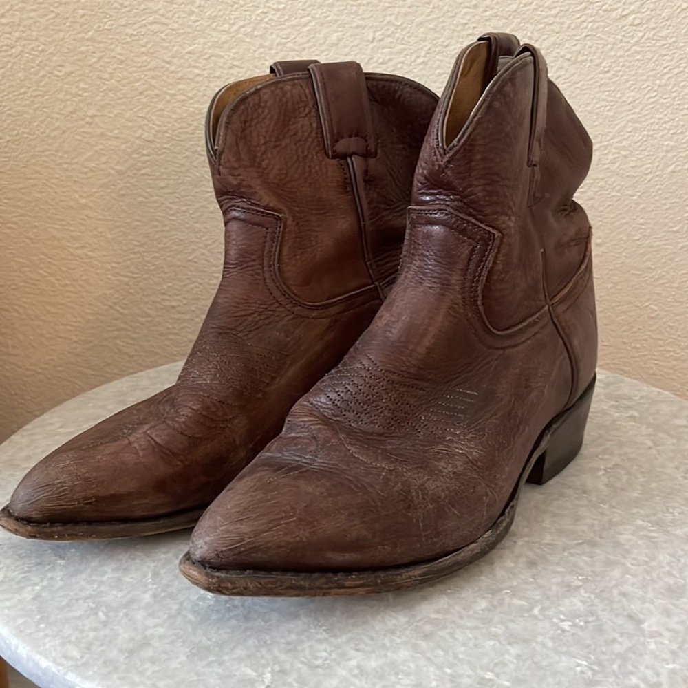 Frye Billy Short Brown Leather Western Cowboy Cowgirl Boots style 77815 size 8